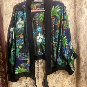 Floral Kimono Jacket - Black and Green
